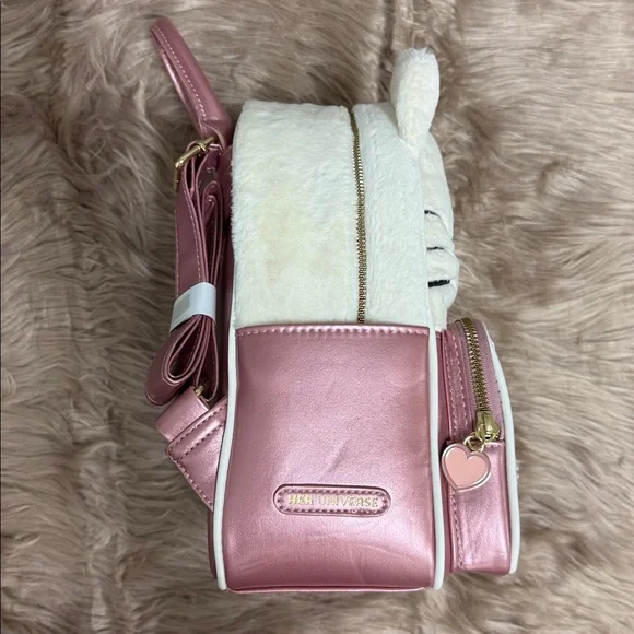 Hello Kitty Universe Rhinestone Fuzzy Plush Mini Backpack Loungefly Sanrio - Picture 2 of 5